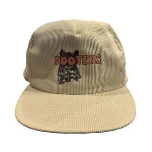 Vintage Hooters Owl Logo Brown Corduroy Snapback Hat‎ Unisex Adjustable